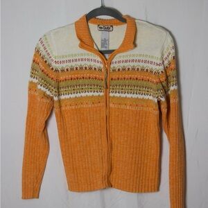 90s Tiara International Orange and Cream Patterned Jacket